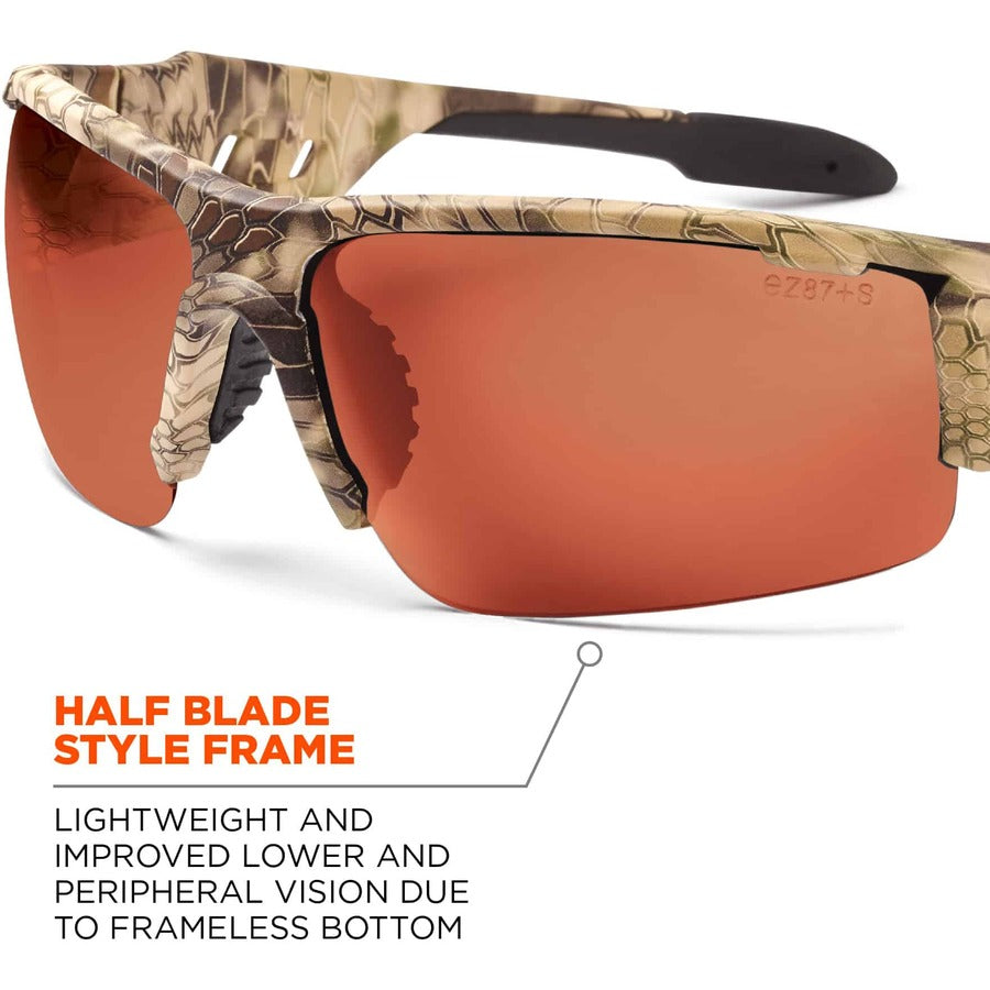 Ergodyne Skullerz Dagr PZ Copper Safety Glasses, Polarized Copper Lens, Kryptek Highlander Frame, Scratch Resistant, Impact Resistant, Anti-glare, 1 Each