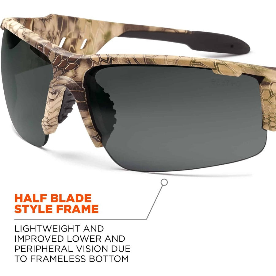 Ergodyne Dagr PZ Smoke Safety Glasses, Polarized, Scratch Resistant, Anti-glare, Impact Resistant, Kryptek Highlander Frame, 1 Each