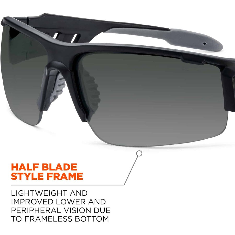 Ergodyne Skullerz Dagr Smoke Lens Safety Glasses, Matte Black Frame, Scratch & Impact Resistant, Anti-glare, Non-slip, 1 Each