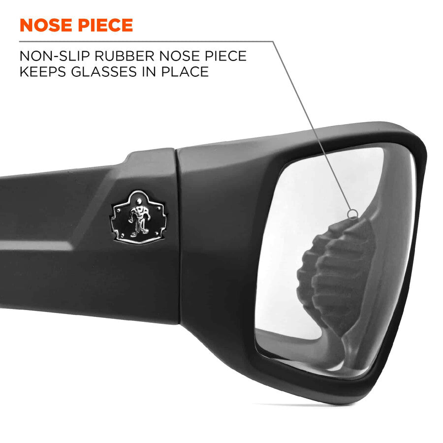 Ergodyne Skullerz Odin AF Clear Safety Glasses, Matte Black Frame, Anti-Fog, Scratch Resistant, Impact Resistant, Comfortable Fit, 1 Each