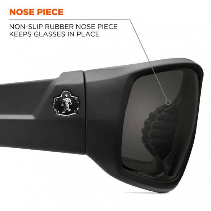 Ergodyne Skullerz Odin AF Smoke Safety Glasses, Matte Black Frame, Anti-Fog, Scratch & Impact Resistant, 1 Each