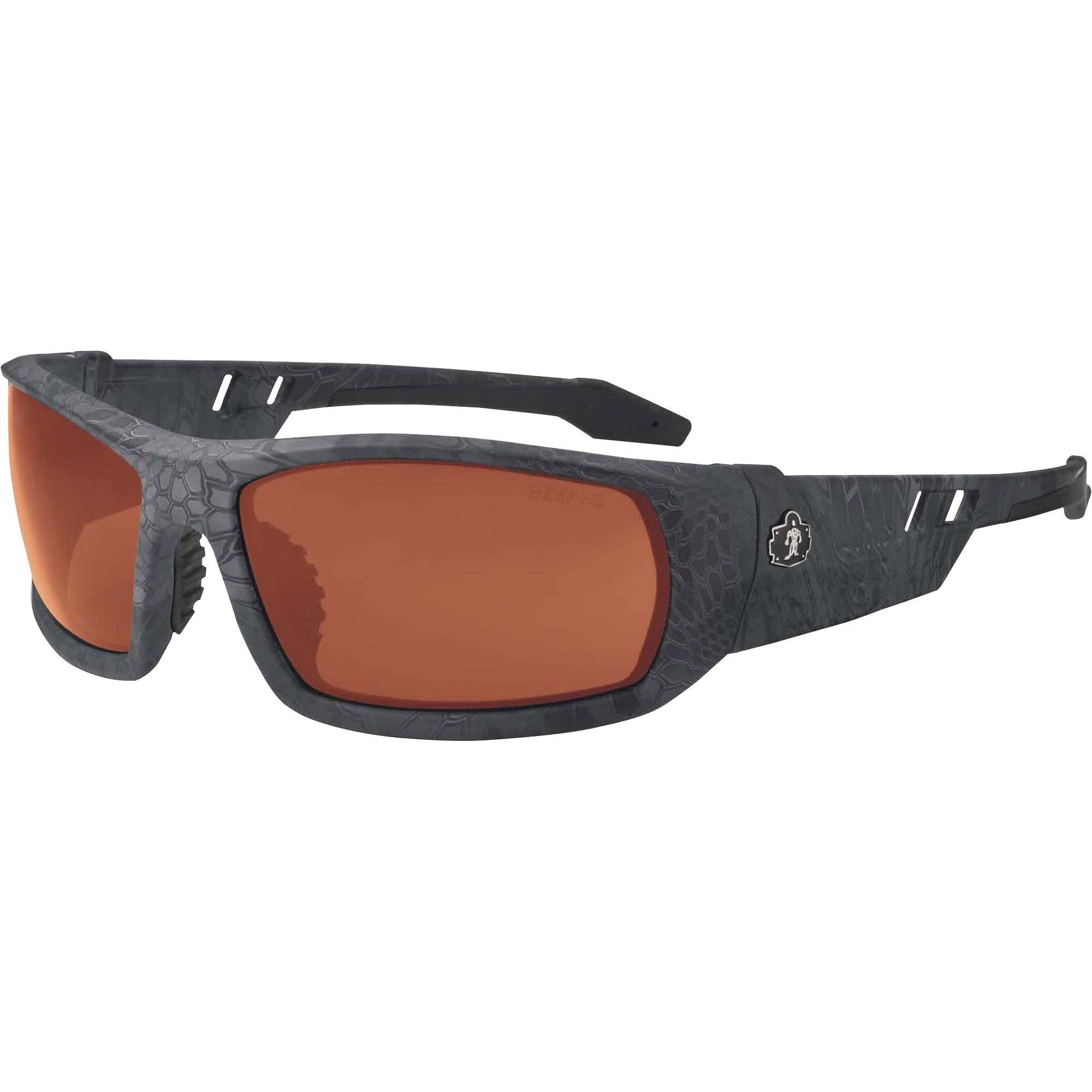 Ergodyne Skullerz Odin Safety Glasses, Copper Lens, Kryptek Typhon Frame, Scratch & Impact Resistant, Anti-glare, Non-slip, 1 Each