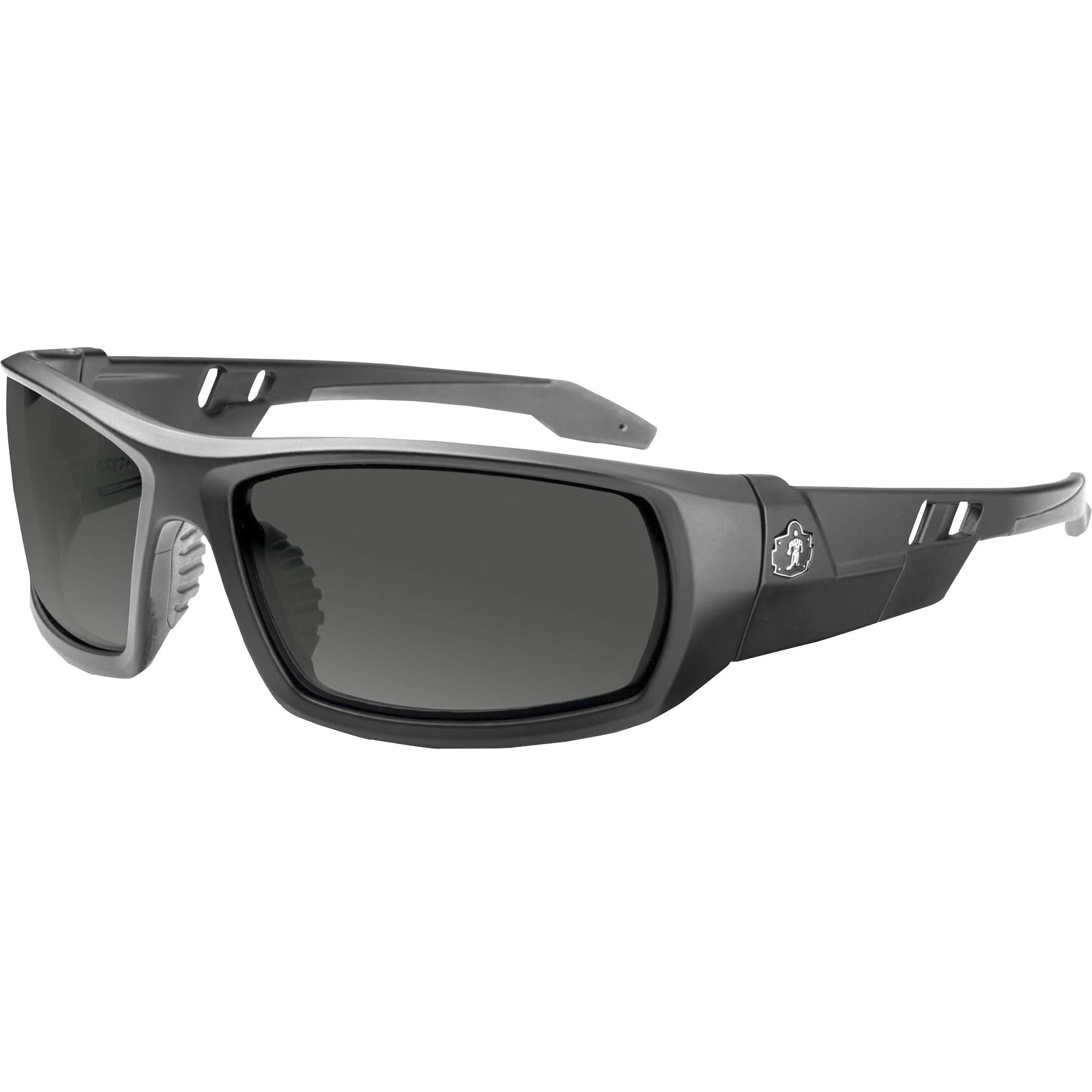 Ergodyne Skullerz Odin Smoke Lens Safety Glasses, Matte Black Frame, Scratch & Impact Resistant, Anti-glare, Non-slip, 1 Each
