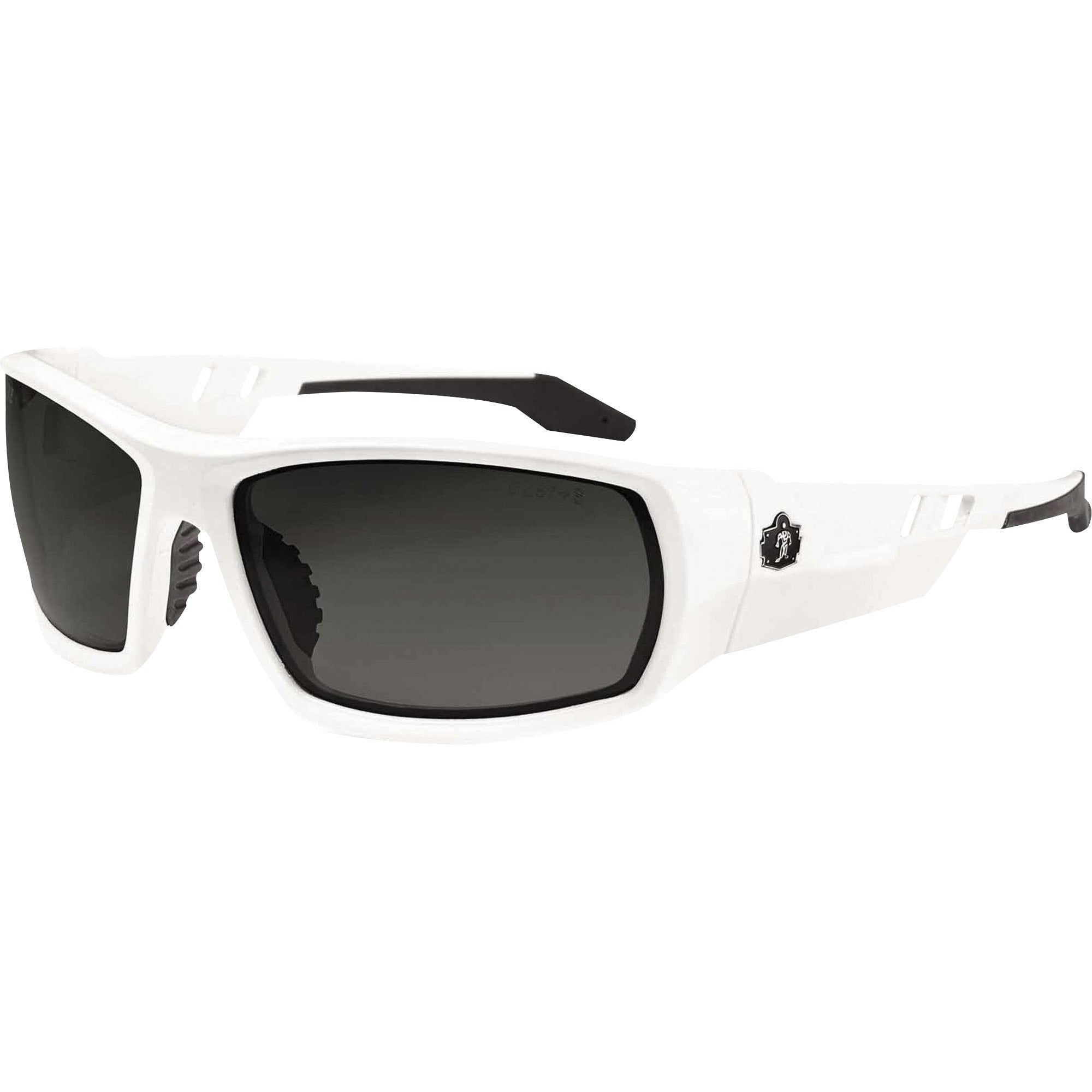 Ergodyne Skullerz Odin Smoke Lens Safety Glasses, White Frame, Scratch & Impact Resistant, Anti-glare, Comfortable, 1 Each