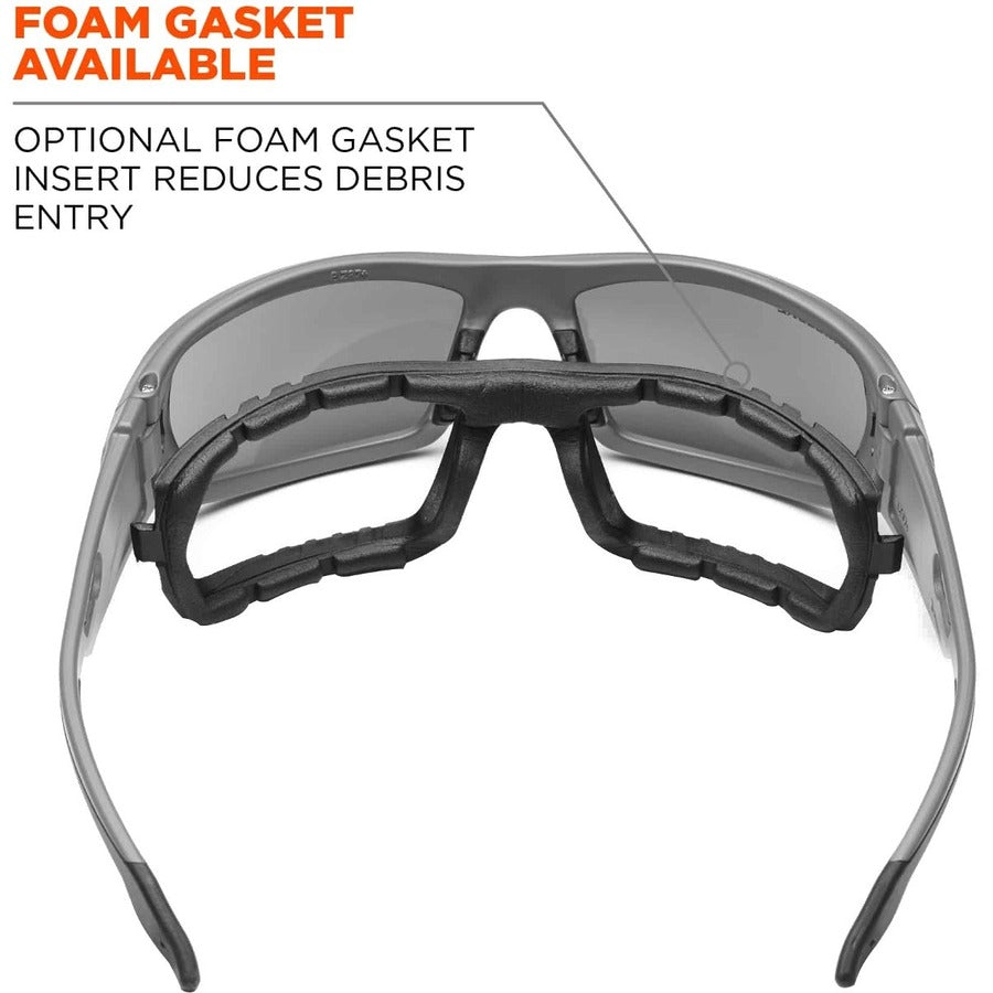 Ergodyne Skullerz ODIN Silver Mirror Safety Glasses, Black Frame, Scratch & Impact Resistant, Anti-glare, Non-slip, Bendable, 1 Each