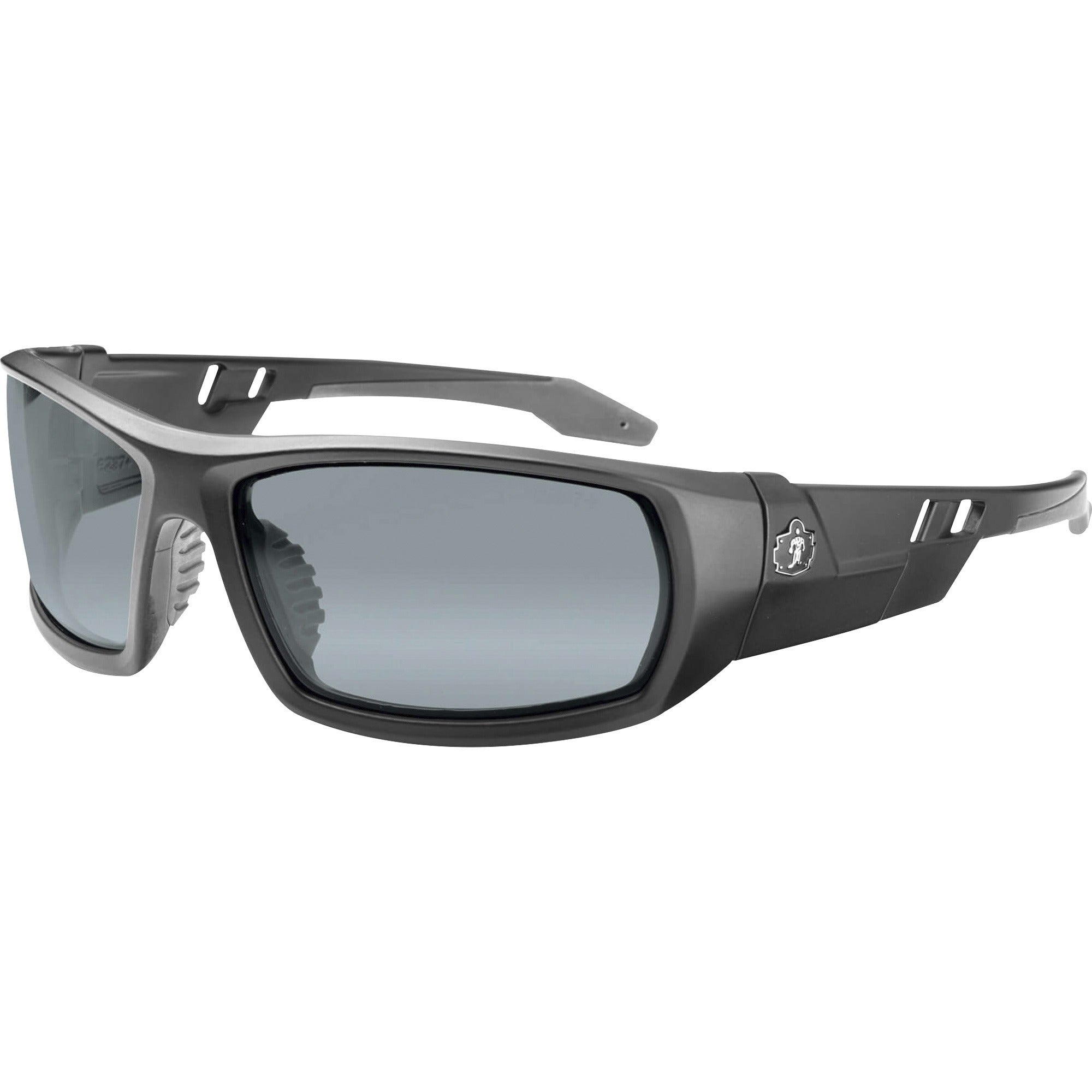 Ergodyne Skullerz ODIN Silver Mirror Safety Glasses, Matte Black Frame, Scratch & Impact Resistant, Anti-glare, Non-slip, 1 Each