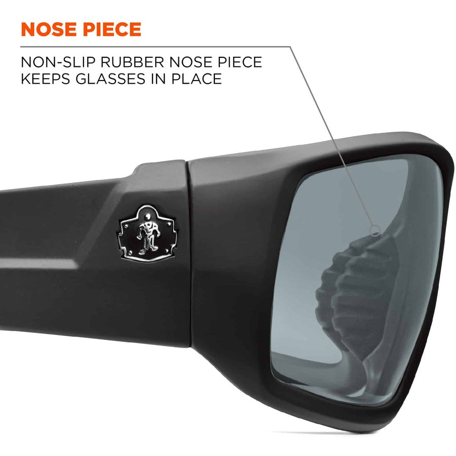 Ergodyne Skullerz ODIN Silver Mirror Safety Glasses, Matte Black Frame, Scratch & Impact Resistant, Anti-glare, Non-slip, 1 Each