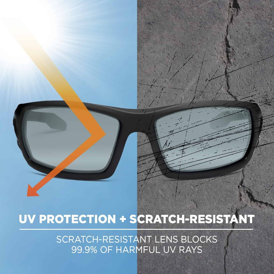 Ergodyne Skullerz ODIN Silver Mirror Safety Glasses, Matte Black Frame, Scratch & Impact Resistant, Anti-glare, Non-slip, 1 Each