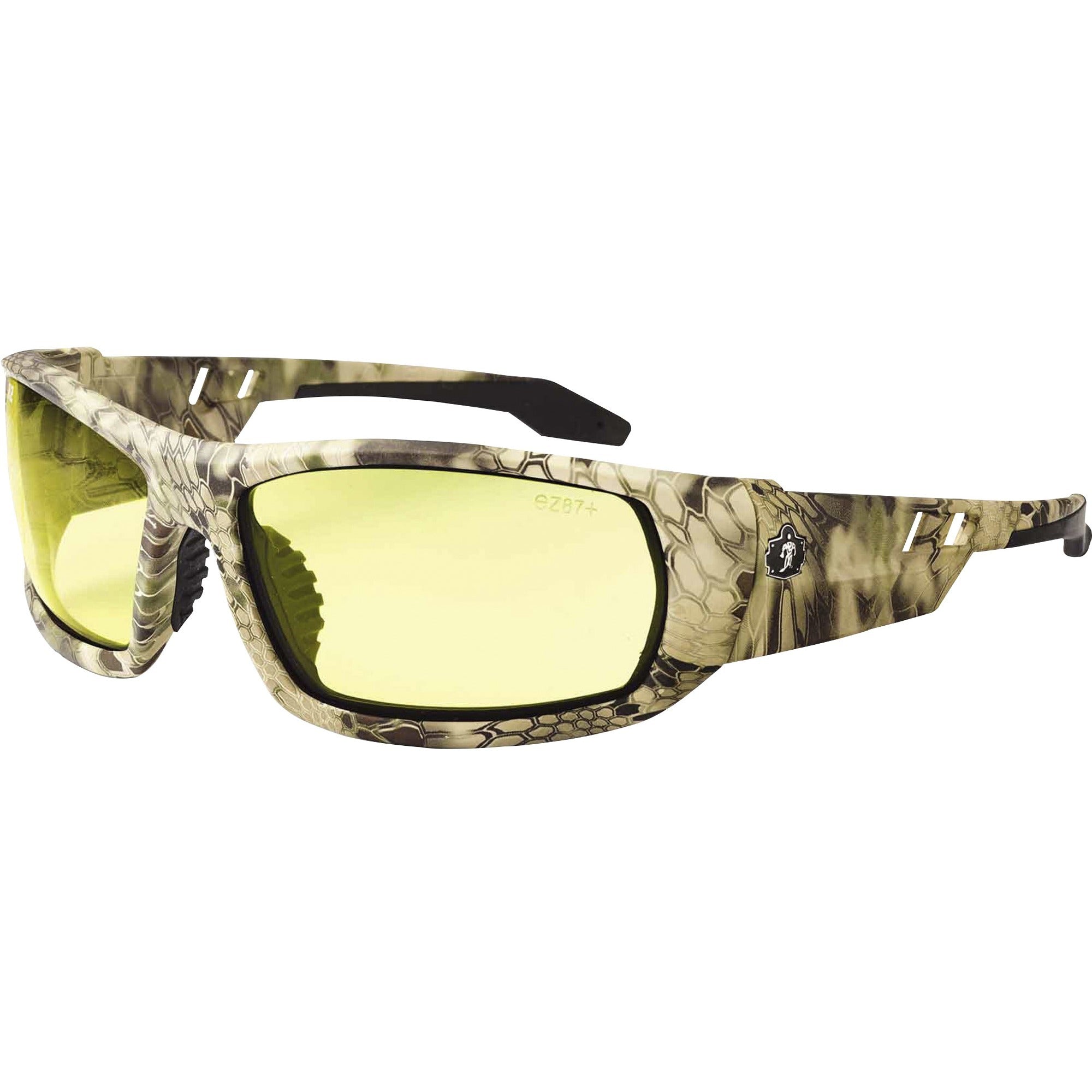 Ergodyne Skullerz Odin Safety Glasses, Yellow Lens, Kryptek Highlander Frame, Scratch & Impact Resistant, Anti-glare, Non-slip, 1 Each