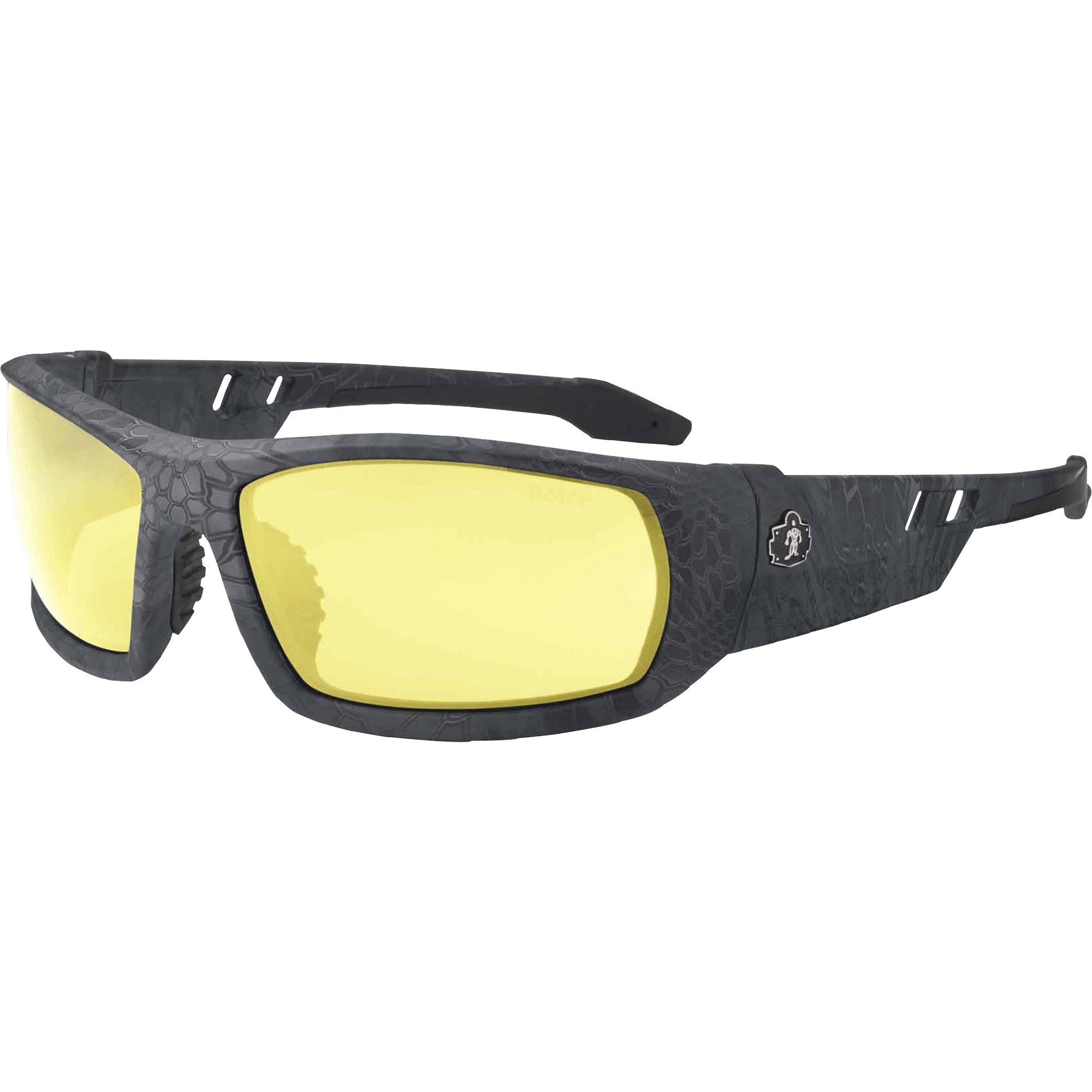 Ergodyne Skullerz Odin Safety Glasses, Yellow Lens, Kryptek Typhon Frame, Scratch & Impact Resistant, Anti-glare, Non-slip, 1 Each