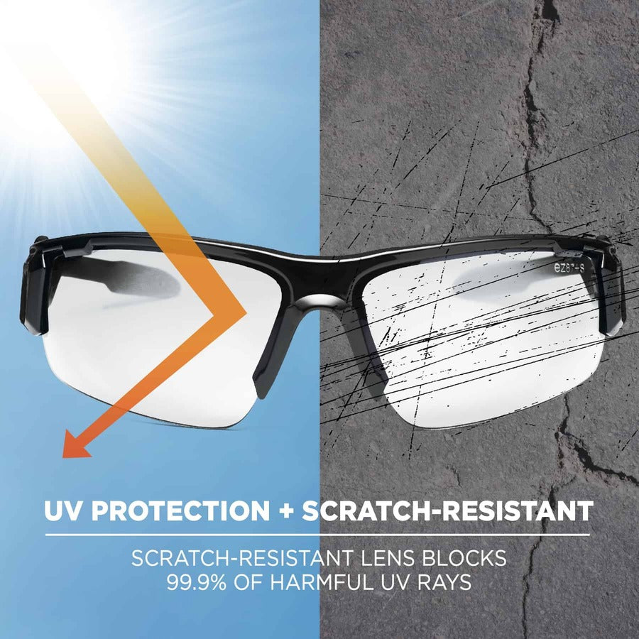 Ergodyne Dagr AF Clear Safety Glasses, Black Frame, Clear Lens, Scratch & Impact Resistant, Anti-Fog, Non-Slip, Comfortable, 1 Each
