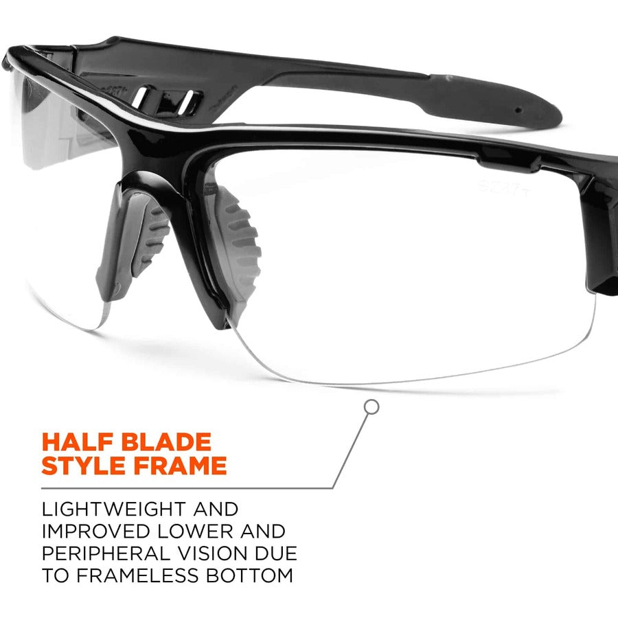 Ergodyne Dagr AF Clear Safety Glasses, Black Frame, Clear Lens, Scratch & Impact Resistant, Anti-Fog, Non-Slip, Comfortable, 1 Each
