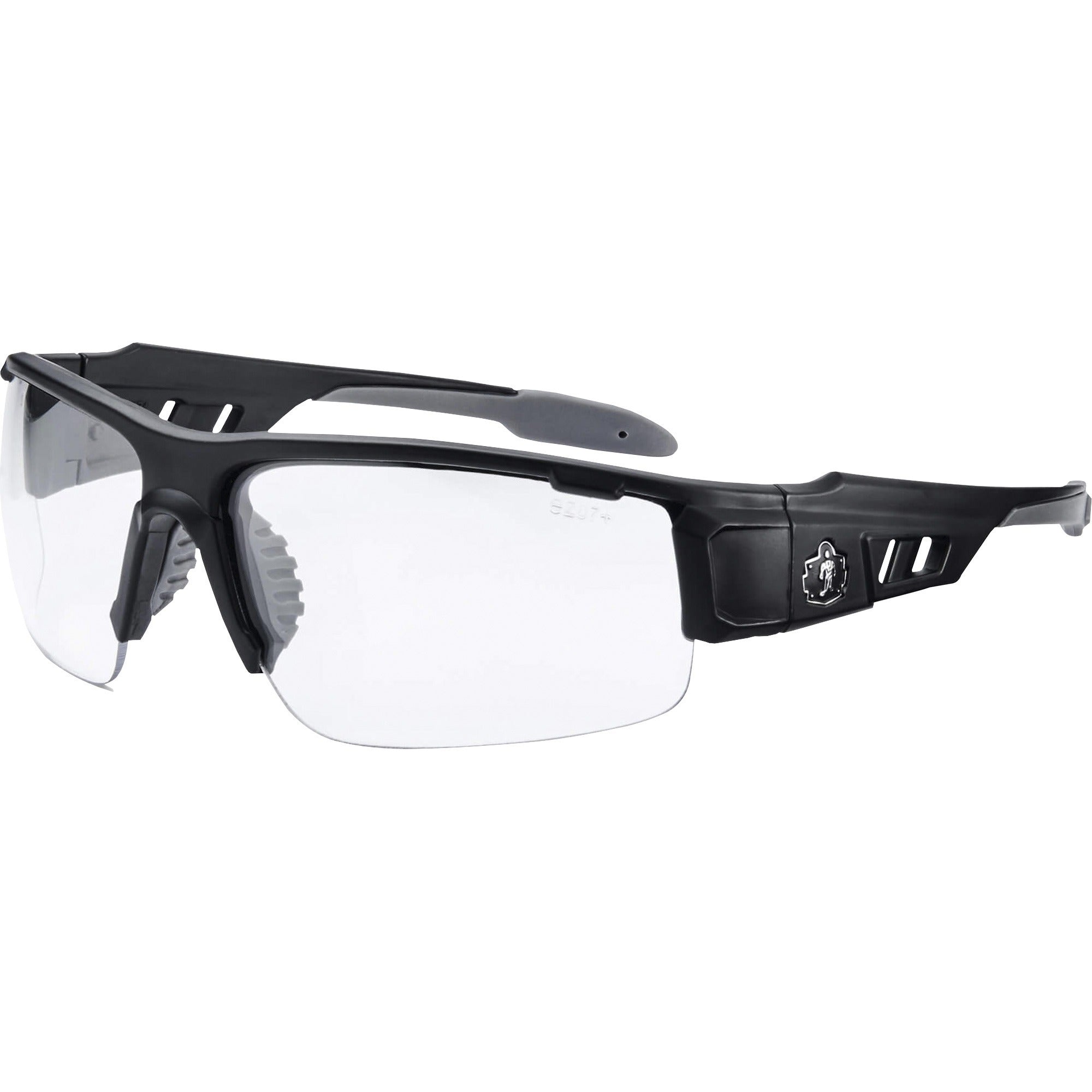 Ergodyne Skullerz Dagr AF Clear Safety Glasses, Matte Black Frame, Anti-Fog, Scratch Resistant, Impact Resistant, 1 Each