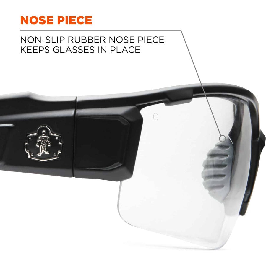 Ergodyne Skullerz Dagr AF Clear Safety Glasses, Matte Black Frame, Anti-Fog, Scratch Resistant, Impact Resistant, 1 Each