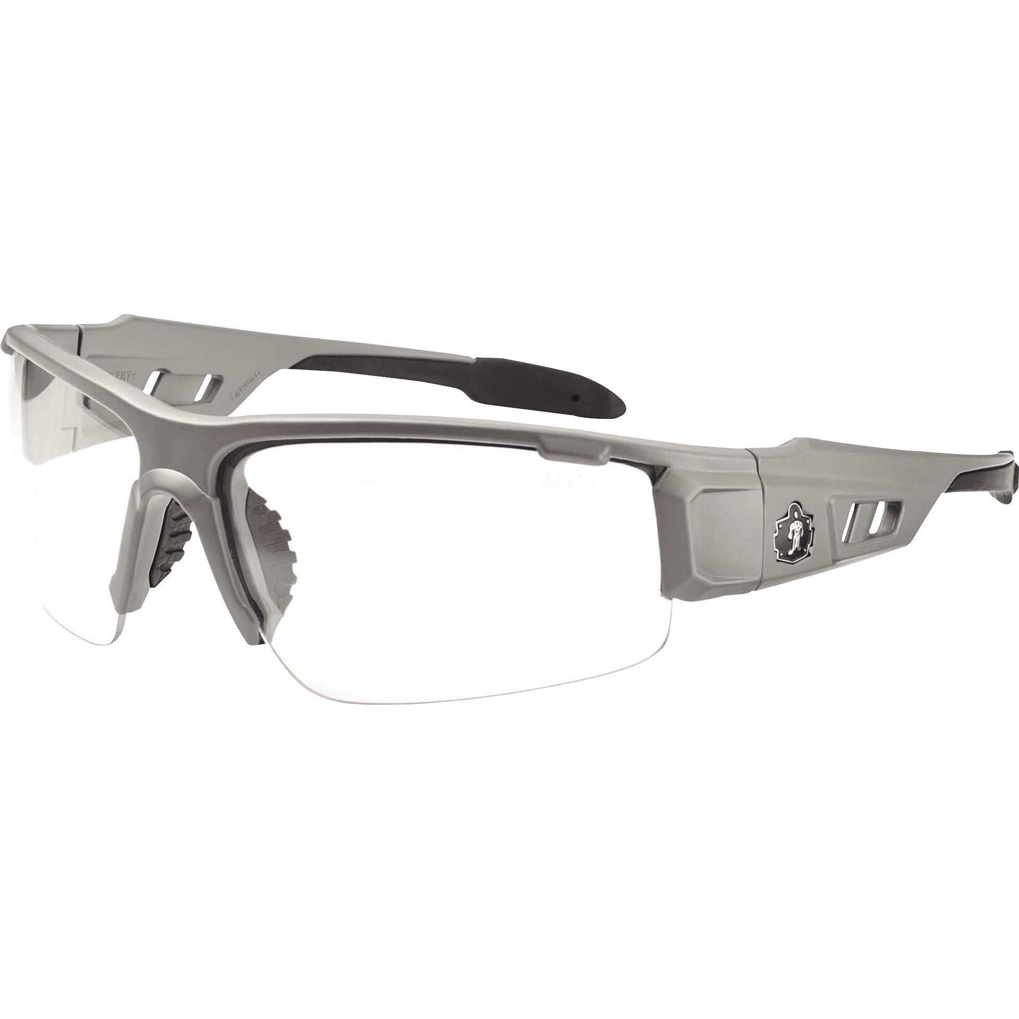 Ergodyne Dagr AF Clear Safety Glasses, Matte Gray Frame, Clear Lens, Scratch & Impact Resistant, Anti-fog, Non-slip, 1 Each
