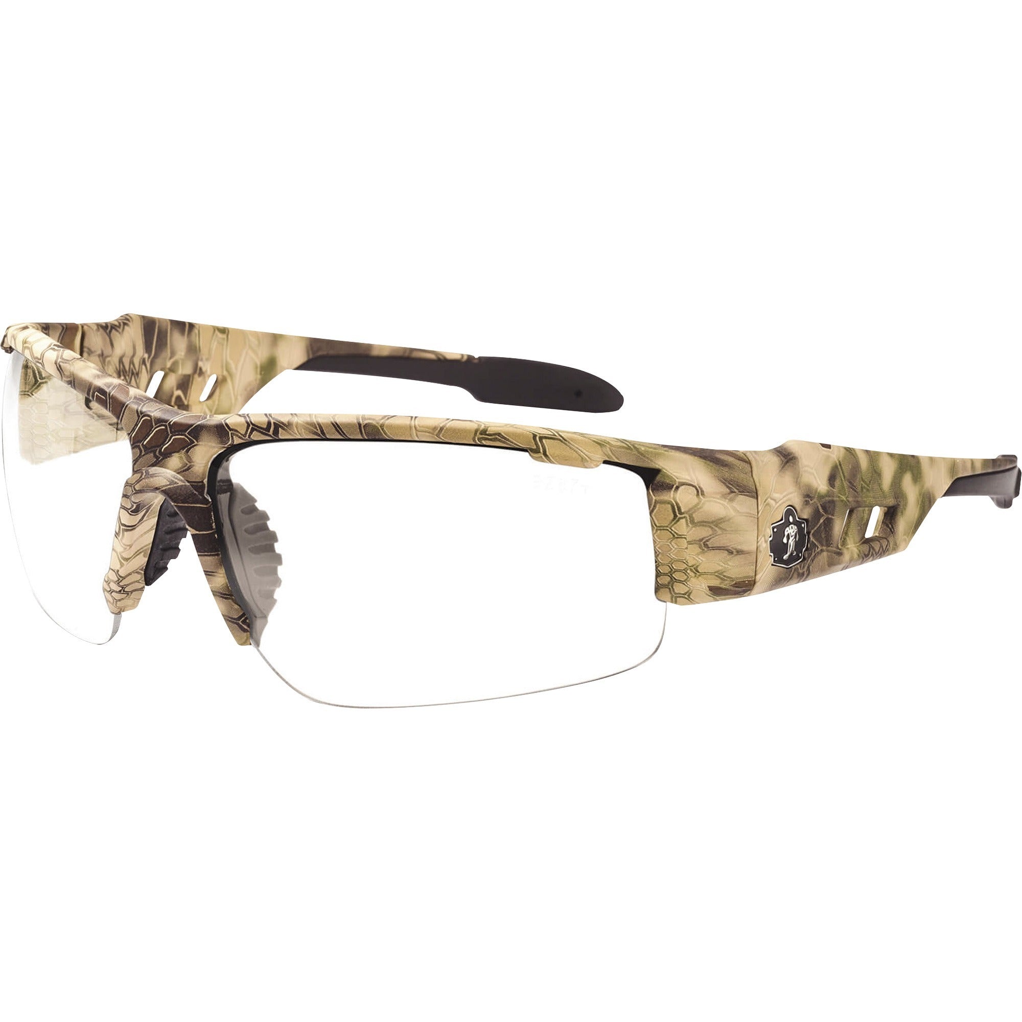Ergodyne Skullerz Dagr Clear Lens Safety Glasses, Kryptek Highlander Frame, Scratch Resistant, Impact Resistant, Anti-glare, Non-slip, Bendable Frame, 1 Each