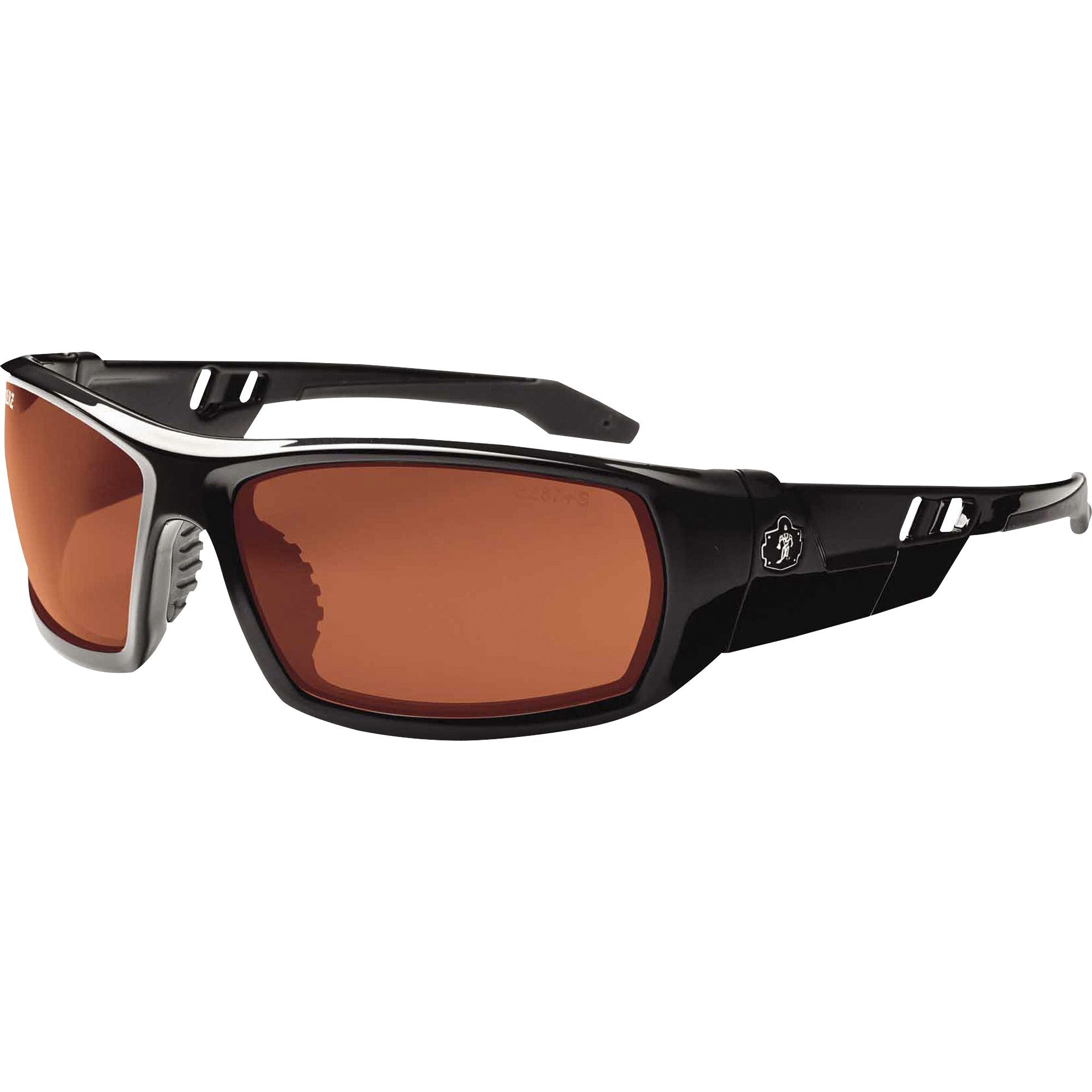 Ergodyne Skullerz ODIN-PZ Polarized Copper Safety Glasses, Black Frame, Scratch & Impact Resistant, Anti-glare, Non-slip, Bendable, 1 Each