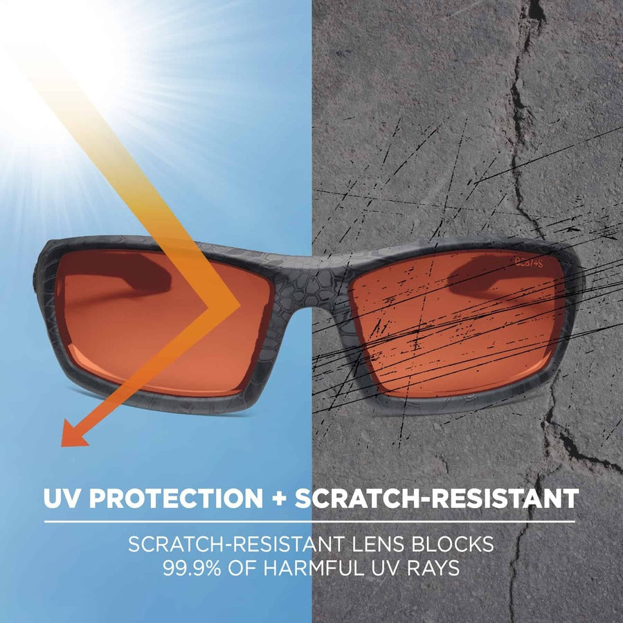 Ergodyne Skullerz ODIN-PZ Polarized Copper Safety Glasses, Kryptek Typhon Frame, Scratch & Impact Resistant, Anti-glare, Non-slip, 1 Each