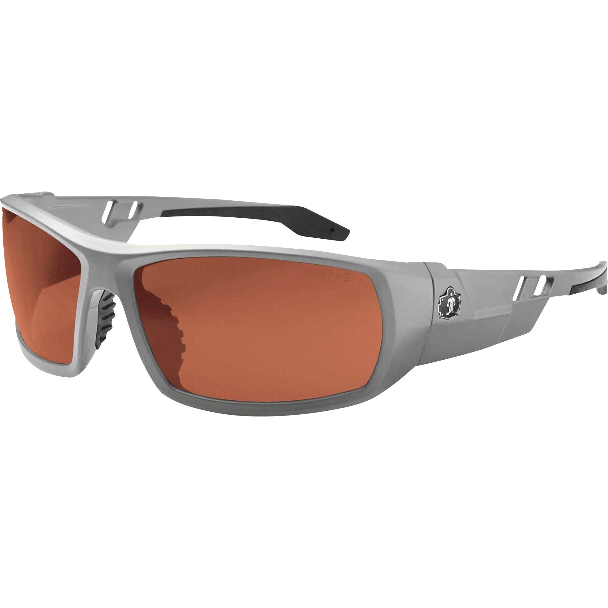 Ergodyne Skullerz ODIN-PZ Polarized Copper Safety Glasses, Matte Gray Frame, Scratch & Impact Resistant, Anti-glare, Non-slip, Bendable, 1 Each