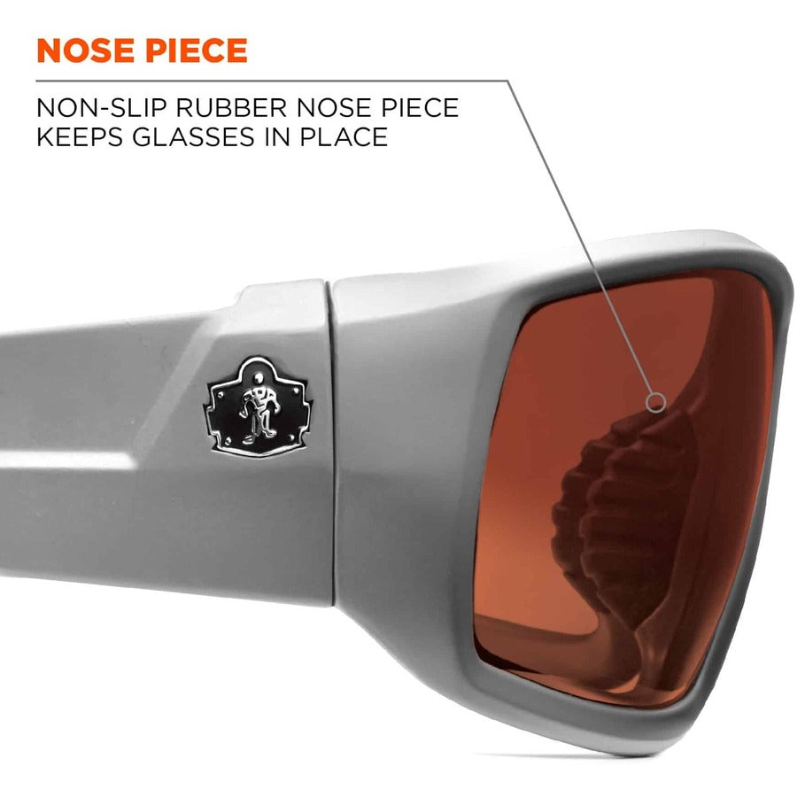 Ergodyne Skullerz ODIN-PZ Polarized Copper Safety Glasses, Matte Gray Frame, Scratch & Impact Resistant, Anti-glare, Non-slip, Bendable, 1 Each