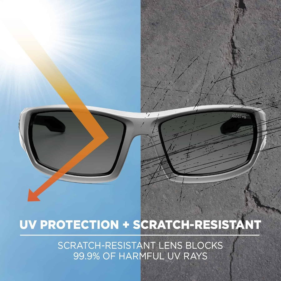 Ergodyne Skullerz ODIN-PZ Polarized Smoke Safety Glasses, Matte Gray Frame, Scratch & Impact Resistant, Anti-glare, Non-slip, 1 Each