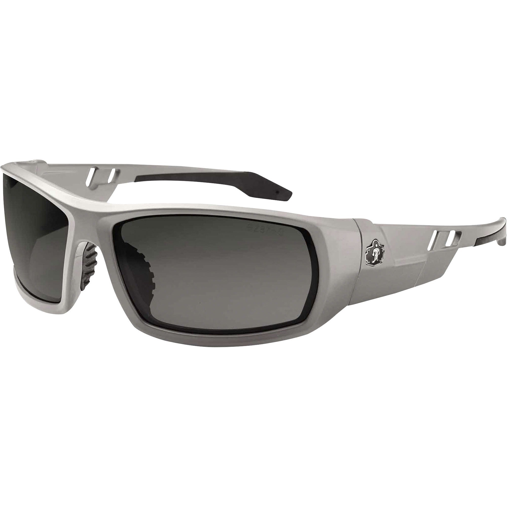 Ergodyne Skullerz ODIN-PZ Polarized Smoke Safety Glasses, Matte Gray Frame, Scratch & Impact Resistant, Anti-glare, Non-slip, 1 Each