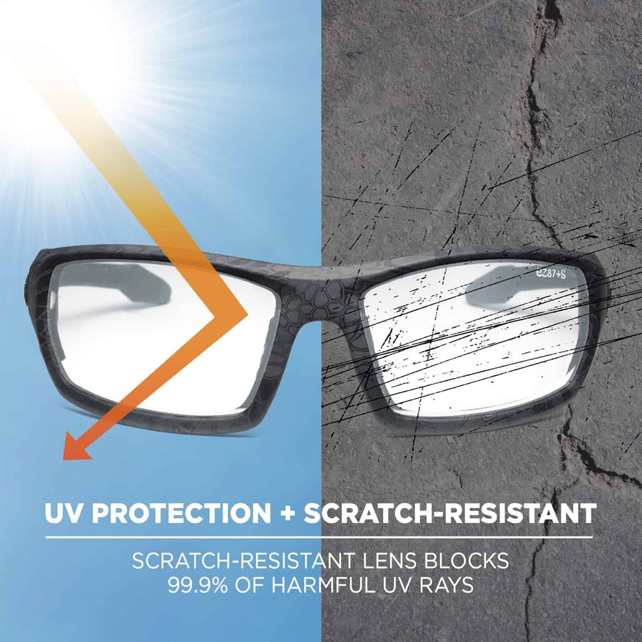 Ergodyne Odin Clear Lens Safety Glasses, Kryptek Typhon Frame, Scratch & Impact Resistant, Anti-glare, Non-slip, Comfortable, 1 Each