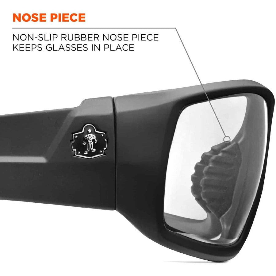 Ergodyne Skullerz Odin Clear Lens Safety Glasses, Matte Black Frame, Scratch & Impact Resistant, Anti-glare, Non-slip, 1 Each