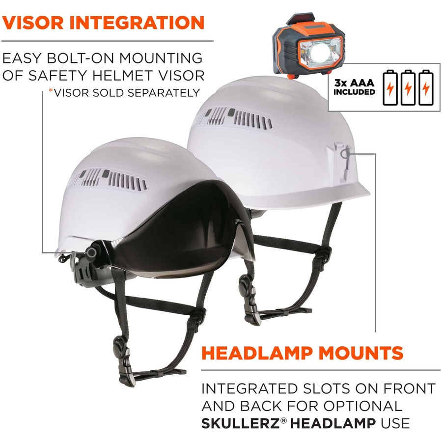 Ergodyne 8975LED Class C Safety Helmet, White, White