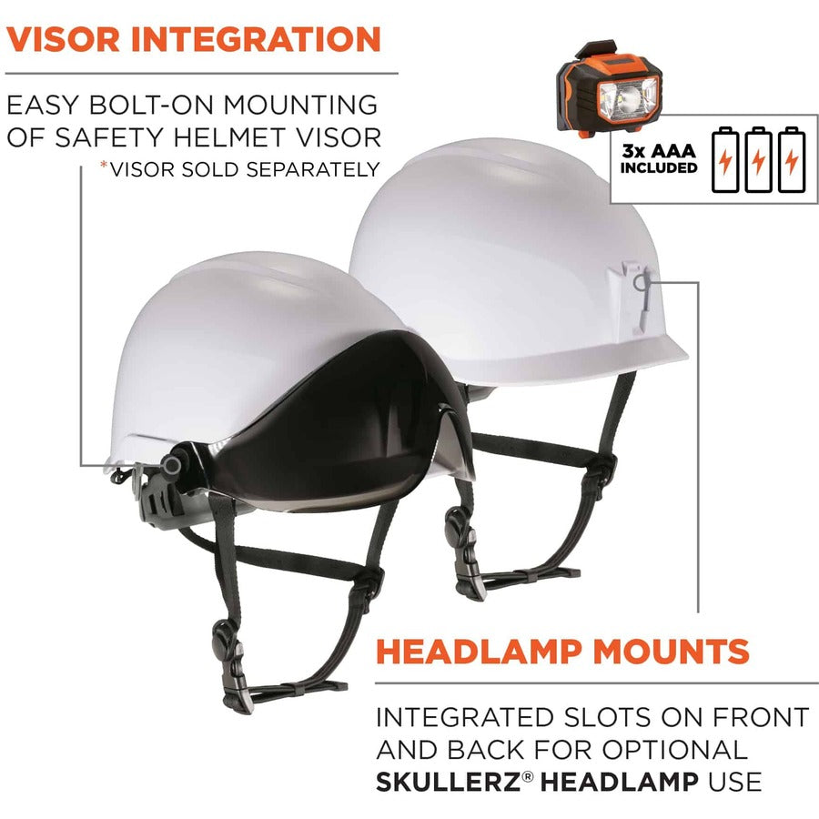 Ergodyne 8974LED Class E Safety Helmet, White, White