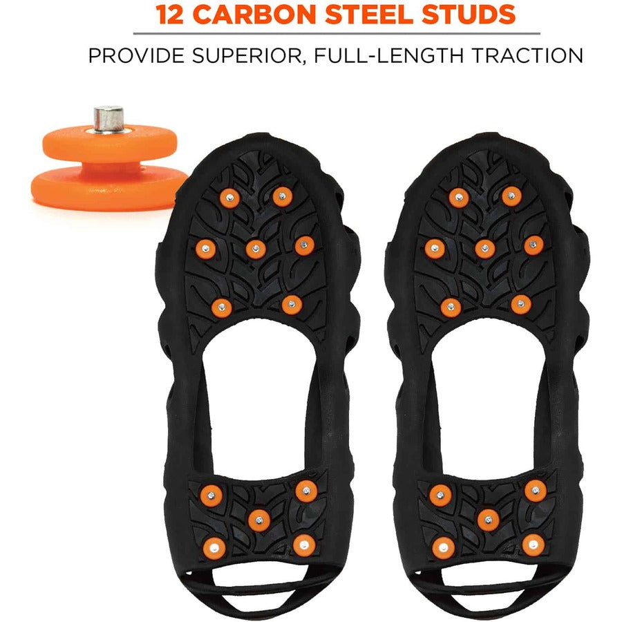 Ergodyne 6304 Step-in Ice Cleats, Black, Carbon Steel & Rubber, Medium, 2 Pairs