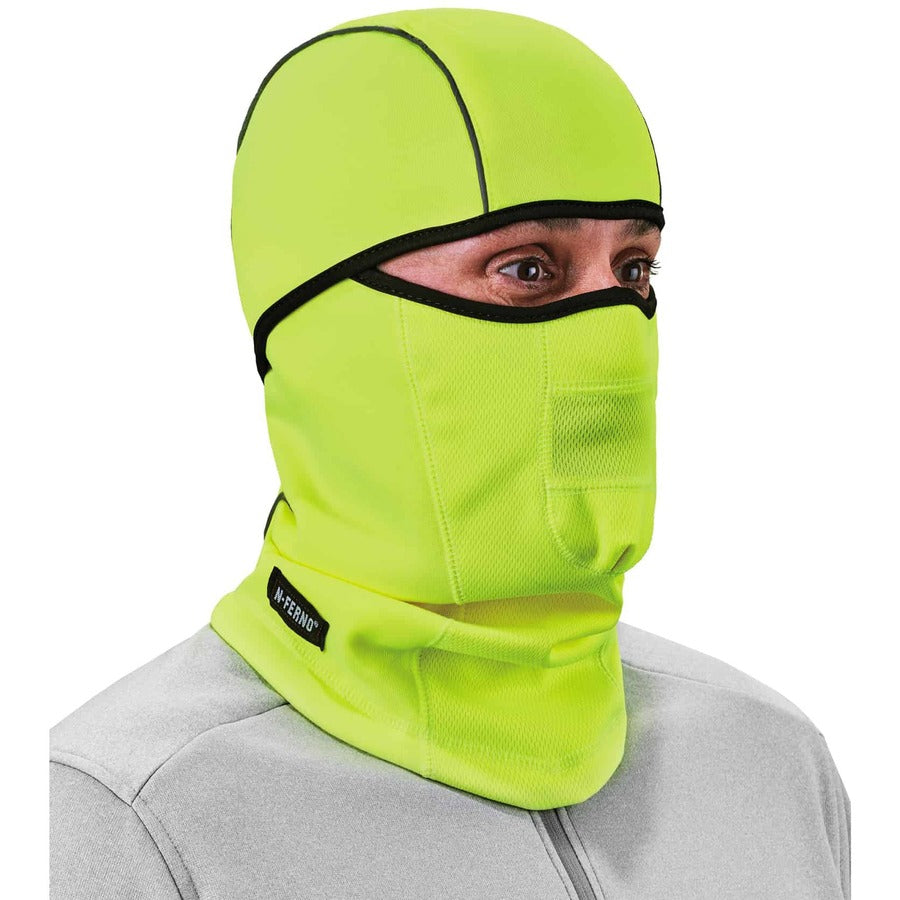 Ergodyne N-Ferno 6823 Balaclava Face Mask - Wind-Proof, Hinged Design - Fabric, Fleece - Lime