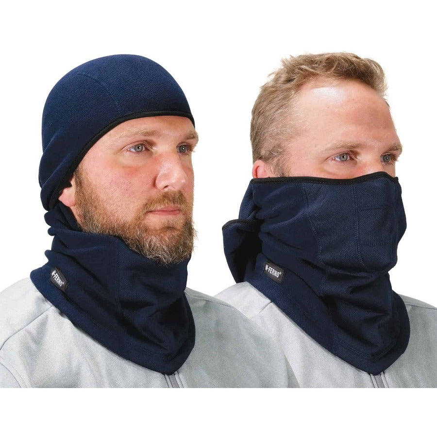 Ergodyne N-Ferno 6823 Balaclava Face Mask - Wind-Proof, Hinged Design - Fabric, Fleece - Navy