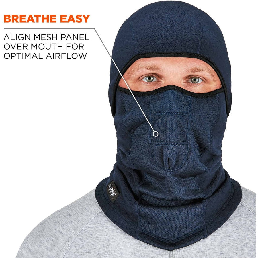 Ergodyne N-Ferno 6823 Balaclava Face Mask - Wind-Proof, Hinged Design - Fabric, Fleece - Navy