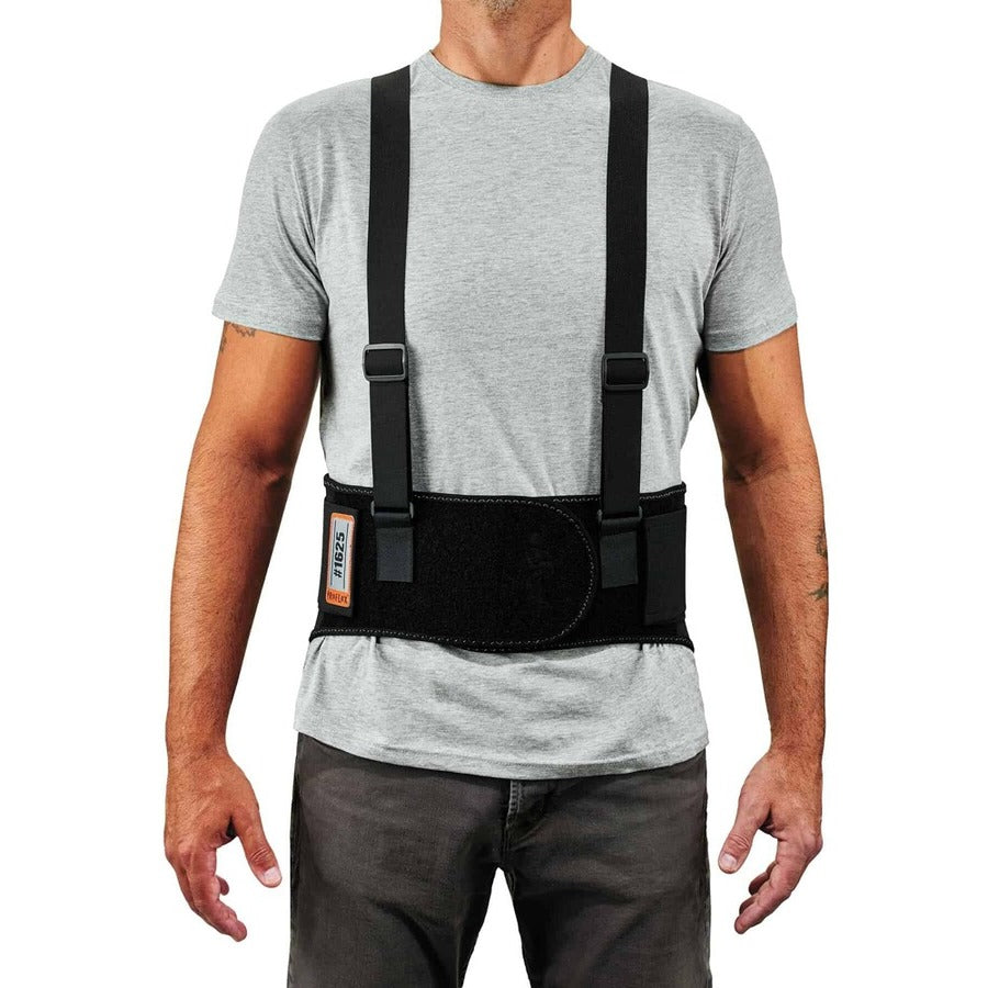 Ergodyne ProFlex 1625 Elastic Back Support Brace - 25" to 30" Waist Size - Black - Elastic, Polypropylene, Rubber - 1 Each