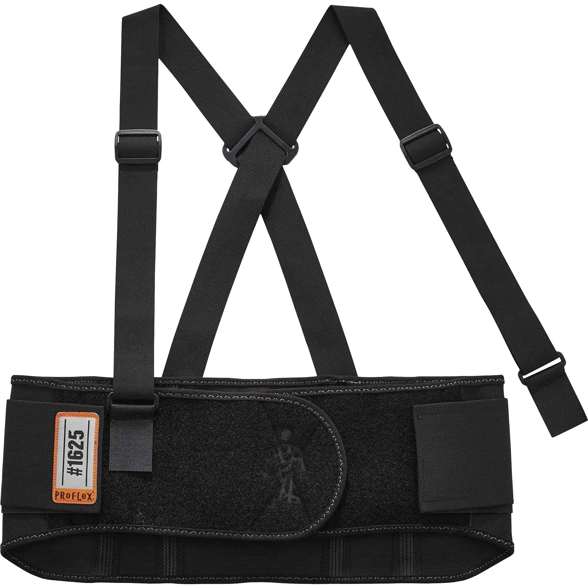 Ergodyne ProFlex 1625 Elastic Back Support Brace - 34" to 38" Waist Size - Black - Elastic, Polypropylene, Rubber - 1 Each