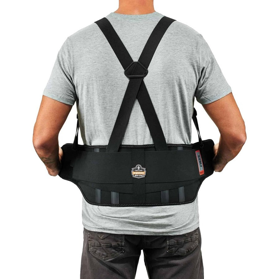 Ergodyne ProFlex 1625 Elastic Back Support Brace - 38" to 42" Waist Size - Black - Elastic, Polypropylene, Rubber - 1 Each