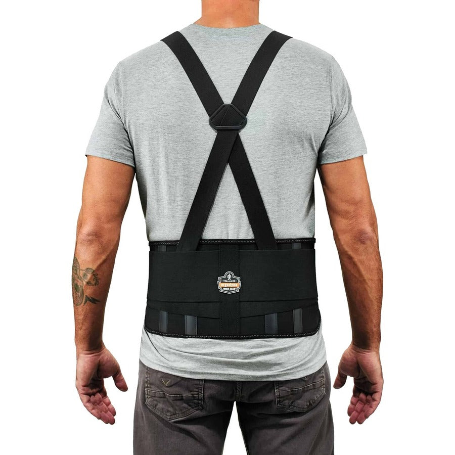 Ergodyne ProFlex 1625 Elastic Back Support Brace - 38" to 42" Waist Size - Black - Elastic, Polypropylene, Rubber - 1 Each