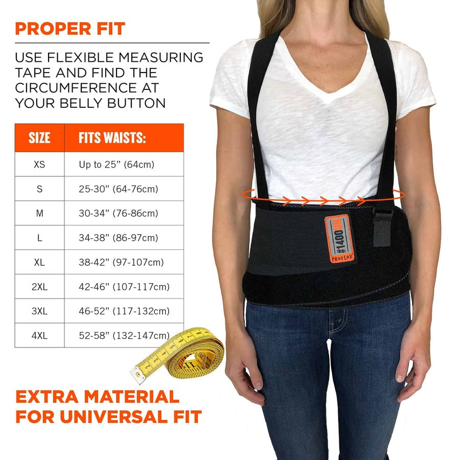 25" to 58" Waist Size - Black - Rubber, Polypropylene, 280D Spandex - 1 Each