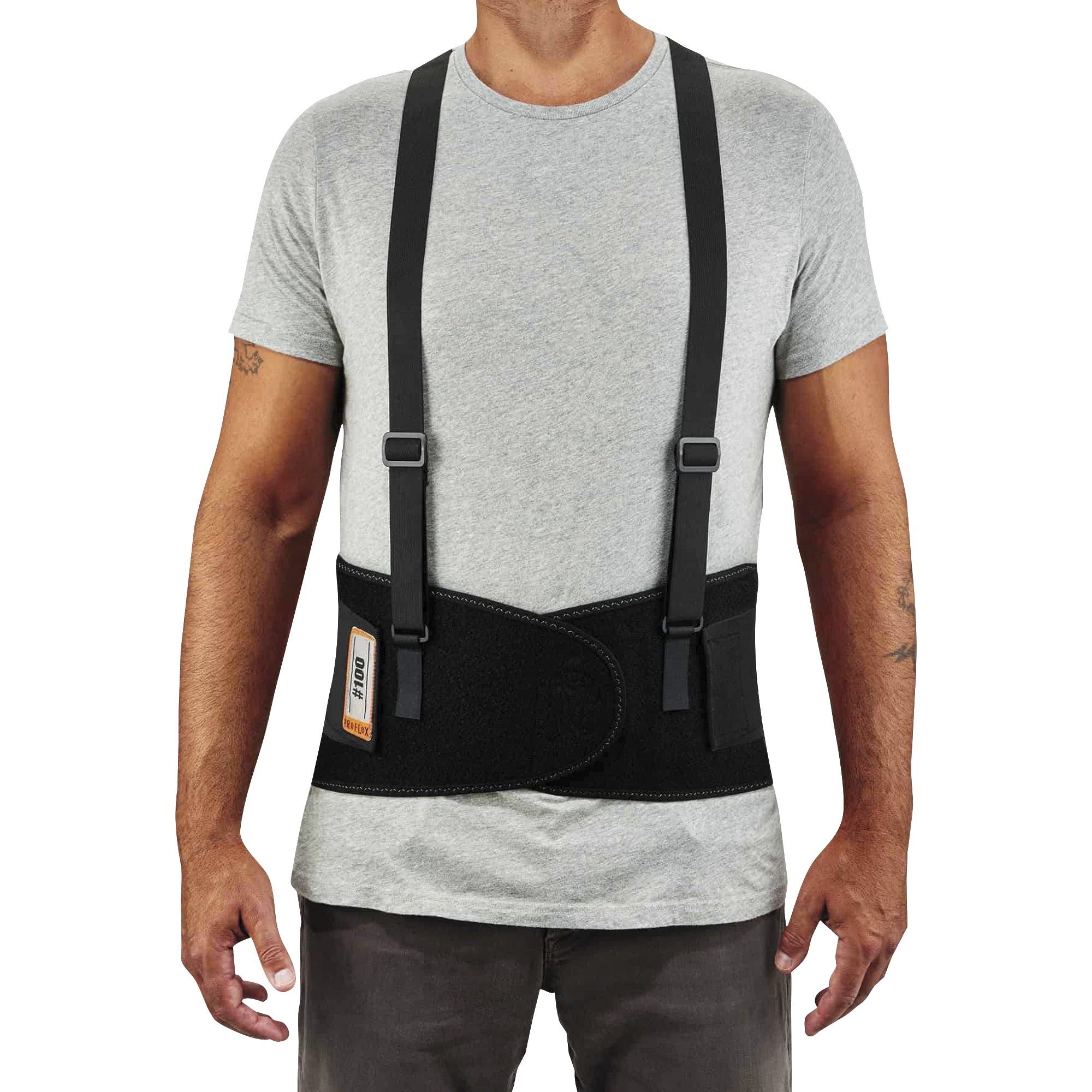 Ergodyne ProFlex 100 Economy Back Support Brace - 25" to 30" Waist Size - Black - 280D Spandex, Rubber, Polypropylene - 1 Each