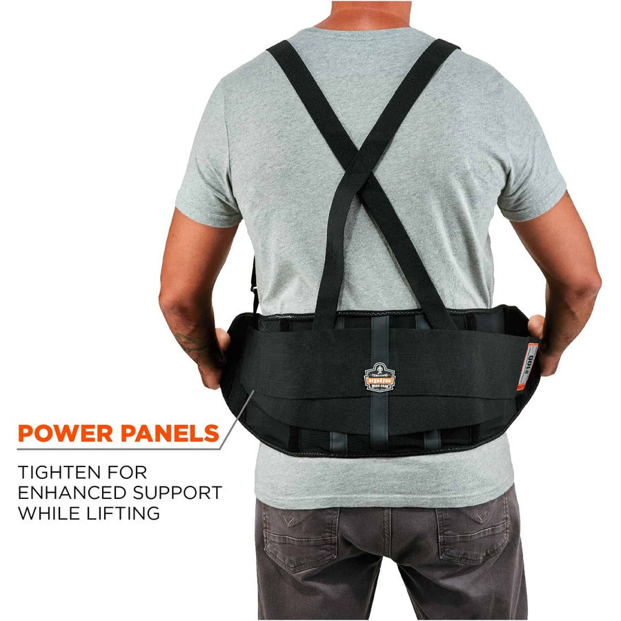 Ergodyne ProFlex 100 Economy Back Support Brace - 25" Waist Size - Black - 280D Spandex, Rubber, Polypropylene - 1 Each