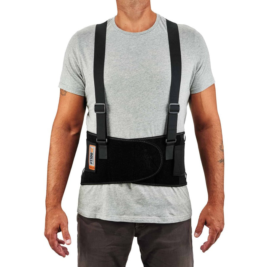 Ergodyne ProFlex 1100SF Spandex Back Support Brace - 25" to 30" Waist Size - Black - 280D Spandex, Elastic - 1 Each