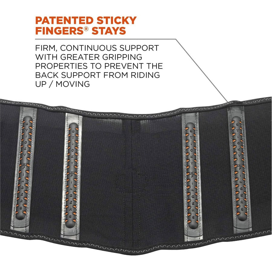 Ergodyne ProFlex 1100SF Spandex Back Support Brace - 30" to 34" Waist Size - Black - Elastic, Spandex - 1 Each