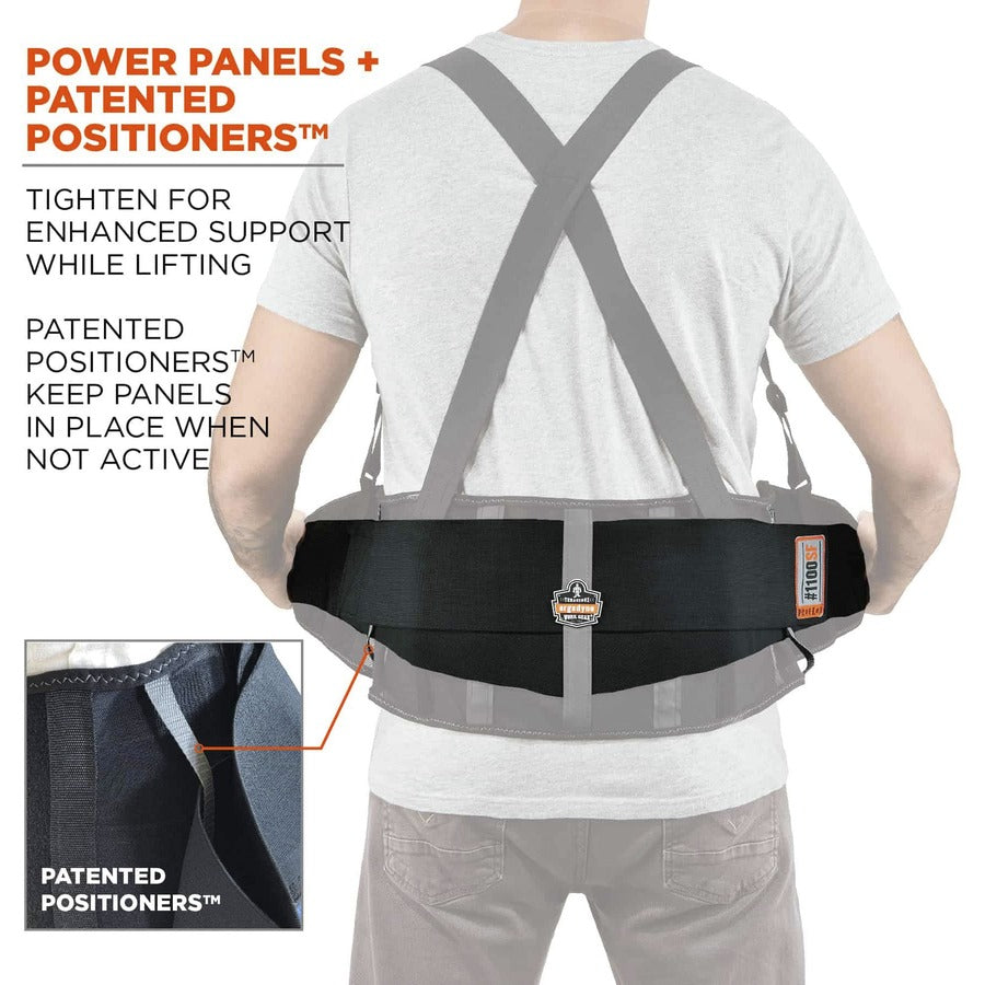 Ergodyne ProFlex 1100SF Spandex Back Support Brace - 34" to 38" Waist Size - Black - 280D Spandex, Elastic - 1 Each