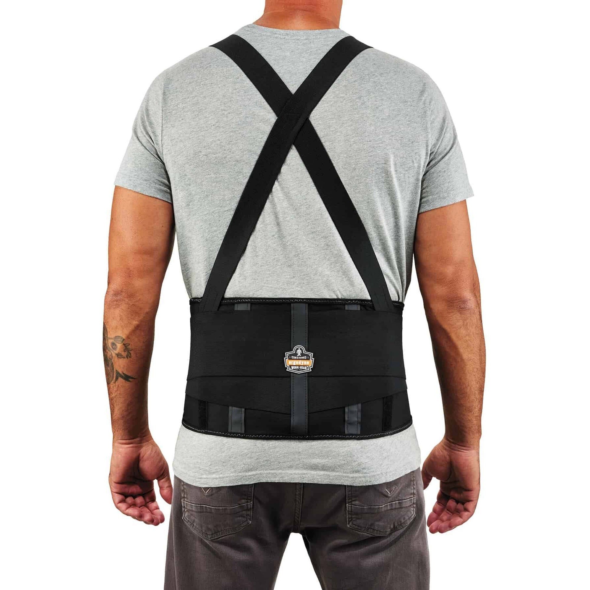 Ergodyne ProFlex 1100SF Spandex Back Support Brace - 42" to 46" Waist Size - Black - Spandex, Elastic - 1 Each