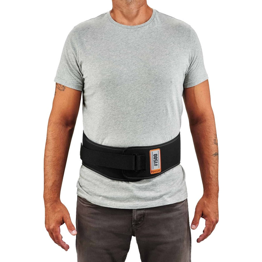 Ergodyne ProFlex 1500 Weight Lifters Support Brace - 38" to 42" Waist Size - Black - 900D Nylon - 1 Each