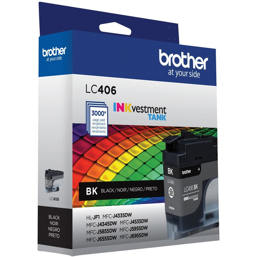 Brother INKvestment LC406BK Original Standard Yield Inkjet Ink Cartridge - Single Pack - Black - 1 Each