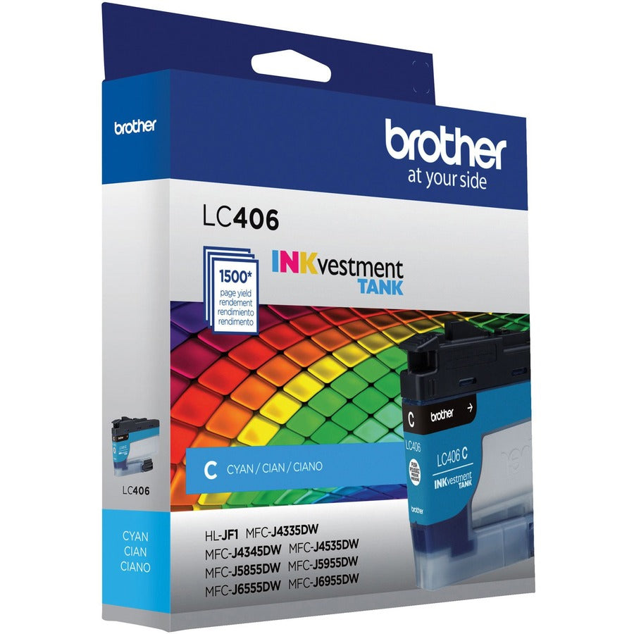 Brother INKvestment LC406C Original Standard Yield Inkjet Ink Cartridge - Single Pack - Cyan - 1 Each