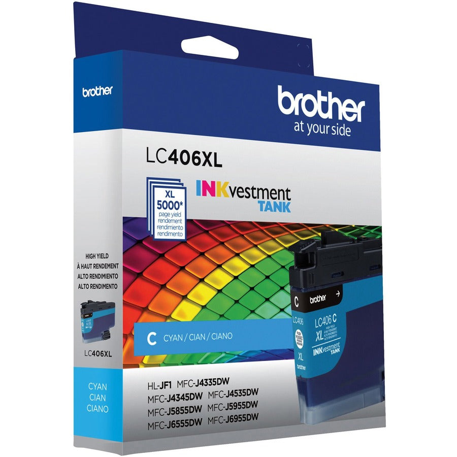Brother INKvestment LC406XLC Original High Yield Inkjet Ink Cartridge - Single Pack - Cyan - 1 Each