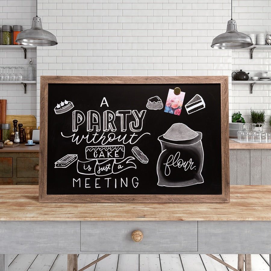 U Brands Magnetic Chalkboard - 36" (3 ft) Width x 24" (2 ft) Height - Decor Rustic Frame - Horizontal/Vertical - 1 Each